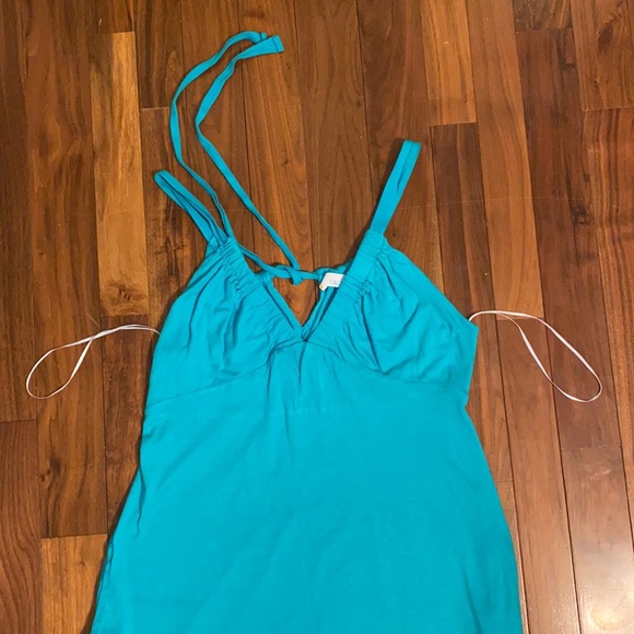 Blue Knit Gathered Bust Maxi Dress - Picture 7 of 11